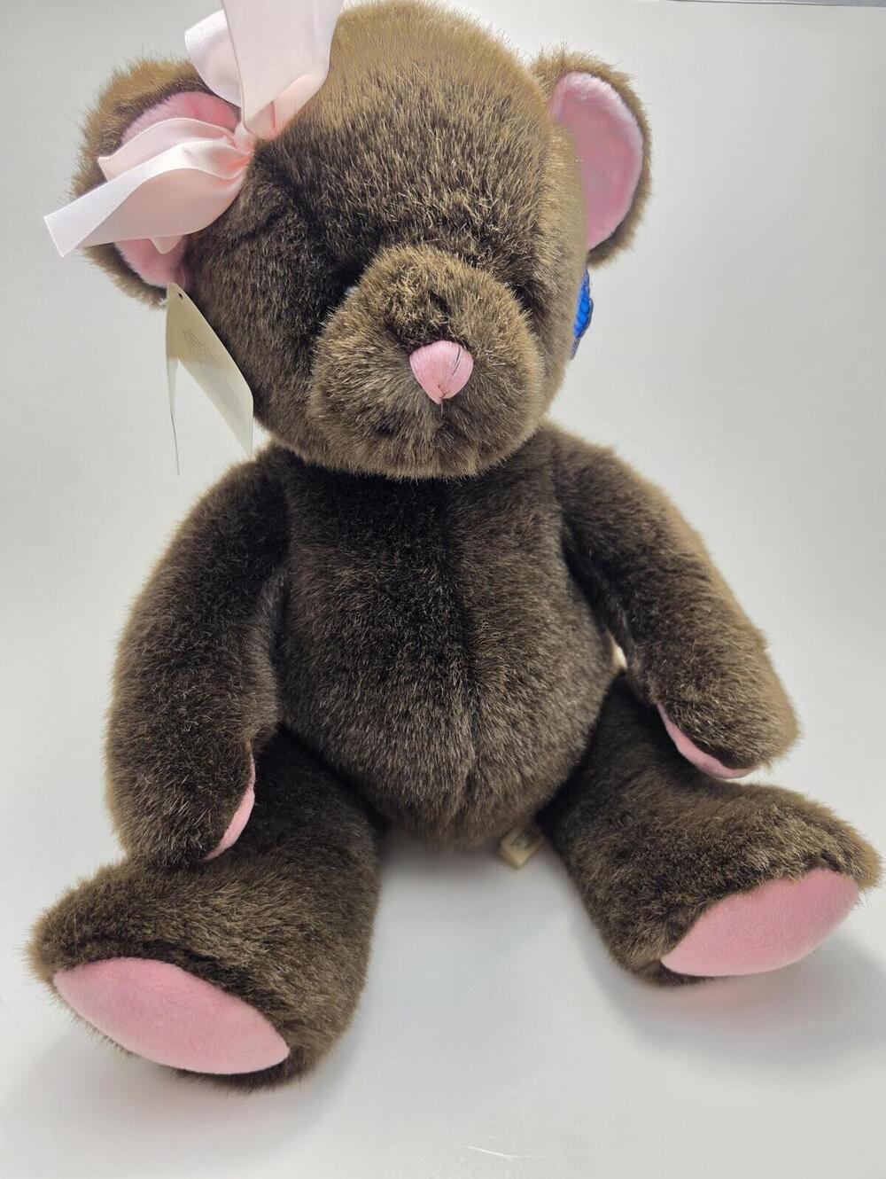 Rare Vintage Applause Brown and Pink Teddy Bear Plush! (12 inch)